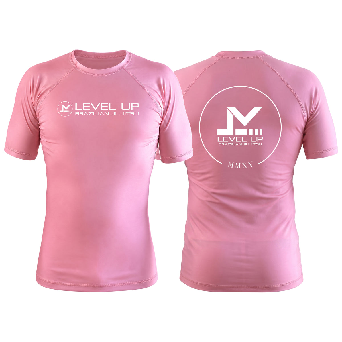 Level Up BJJ Pink Custom Rash Guards Short Sleeve #S