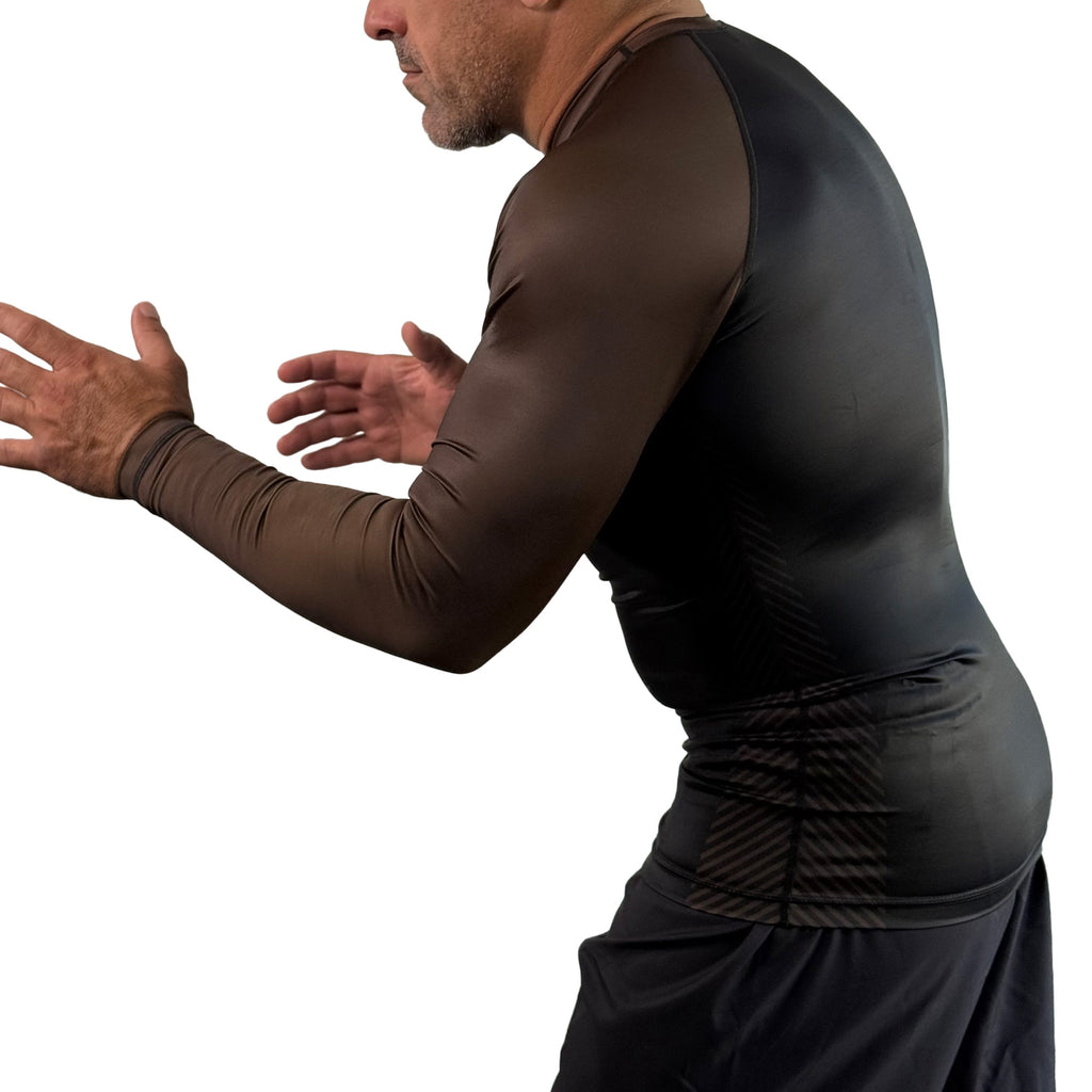 Black Tie BJJ All black Ranked Long Sleeve Rash Guards #8048 A