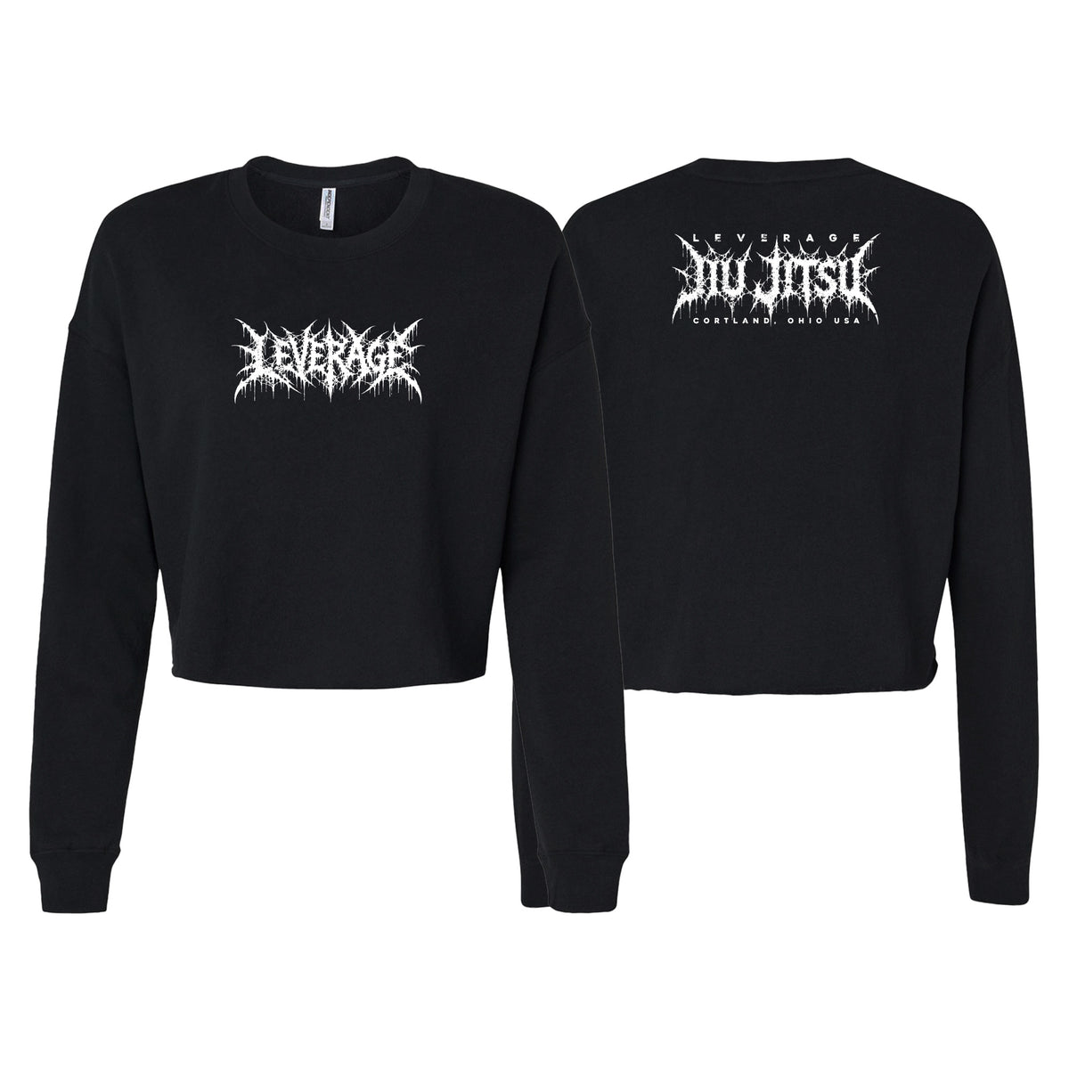 Leverage Brazilian Jiu-Jitsu Women's Cropped Crewneck Sweatshirt #8151 G (DEATH METAL)