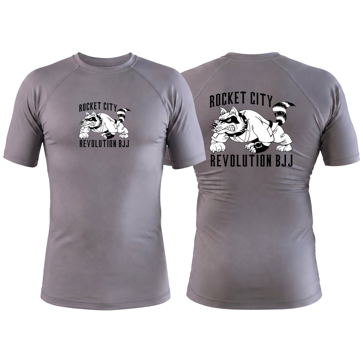 Rocket City Revolution BJJ Gray Custom Rash Guards Short Sleeve #8274
