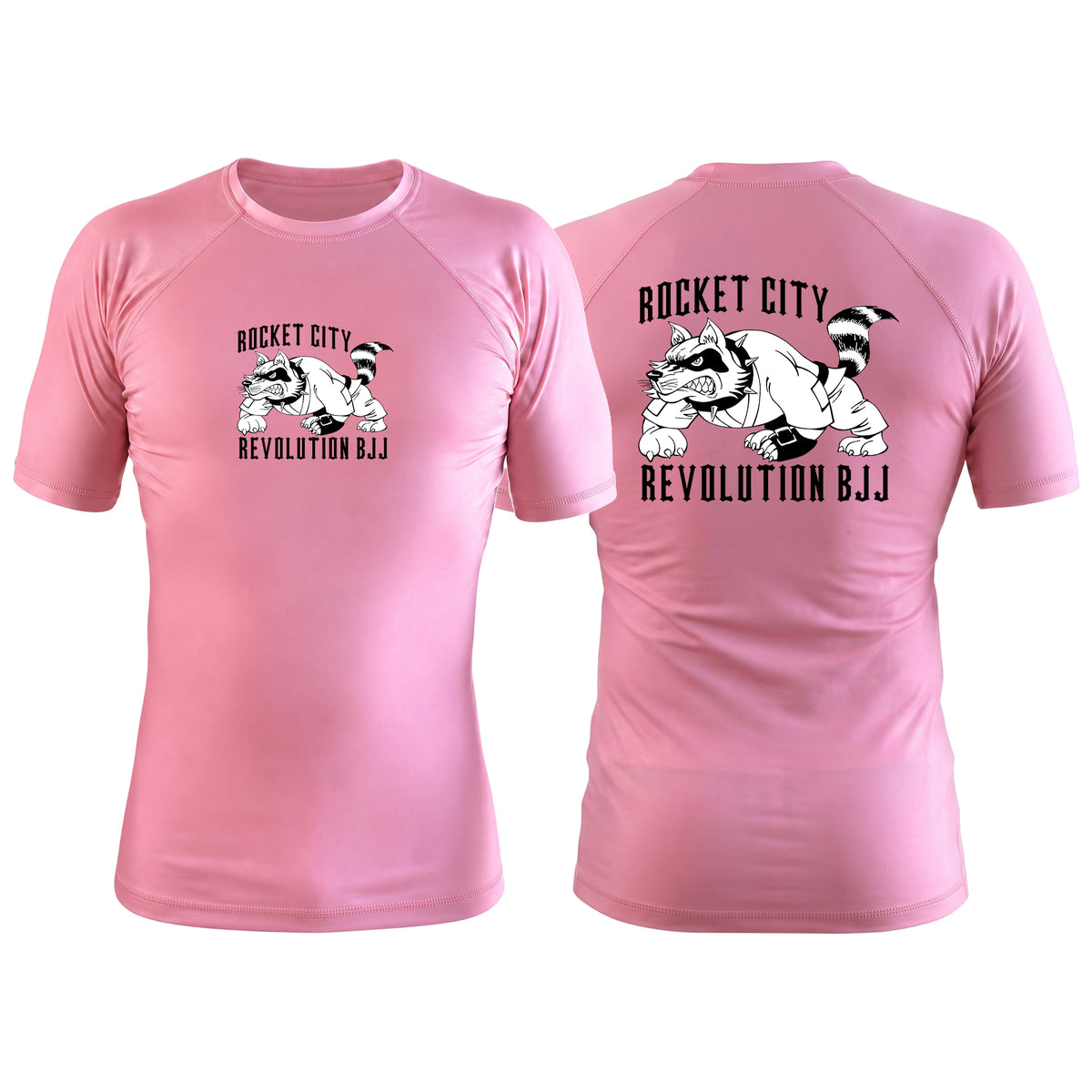 Rocket City Revolution BJJ Pink Custom Rash Guards Short Sleeve #8274