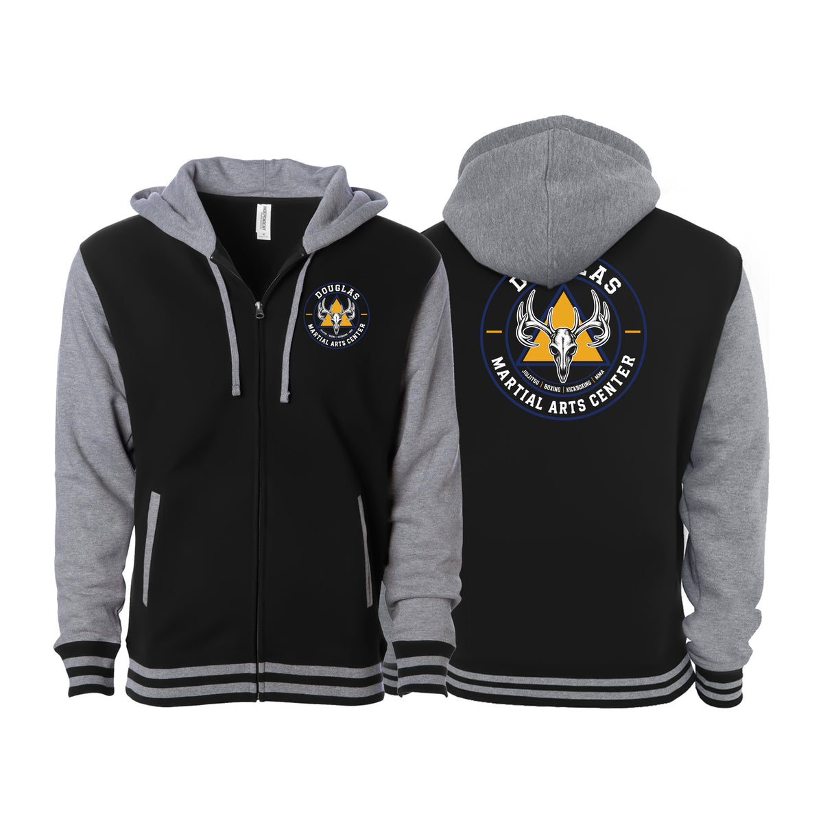 Douglas Martial Arts Center Varsity Zip-Up Hoodies #8251 A