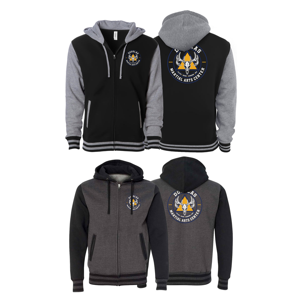 Douglas Martial Arts Center Varsity Zip-Up Hoodies #8251 A