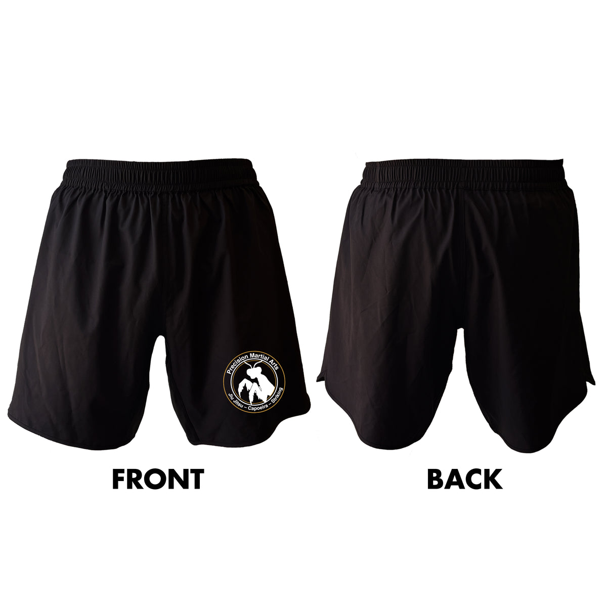 Precision Martial Arts All Black Custom Shorts 2.0 #8266 A