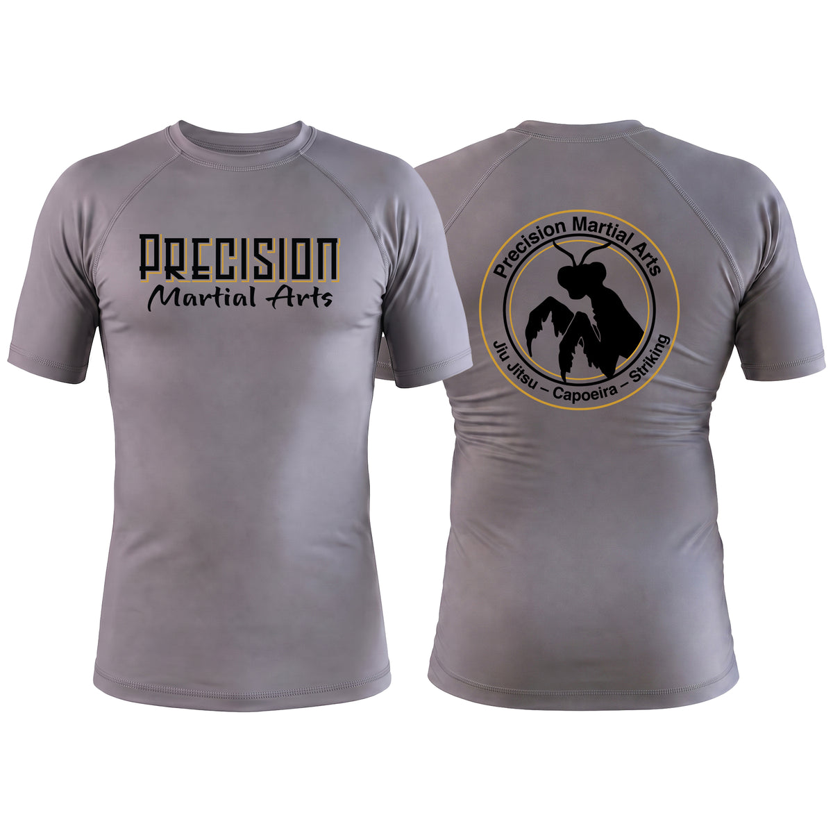 Precision Martial Arts Gray Custom Rash Guards Short Sleeve #8266 B