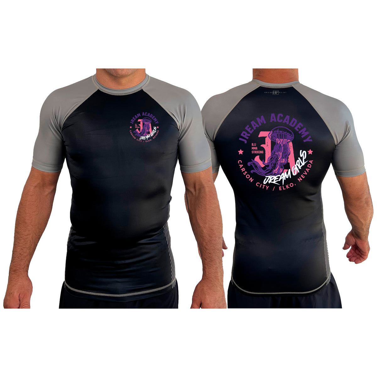 JREAM Academy All Black Ranked Short Sleeve Rash Guards #8216 C