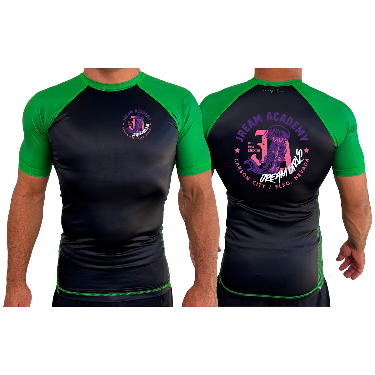 JREAM Academy All Black Ranked Short Sleeve Rash Guards #8216 C