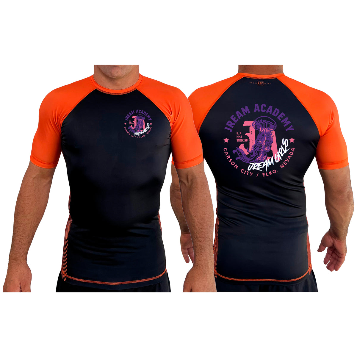 JREAM Academy All Black Ranked Short Sleeve Rash Guards #8216 C