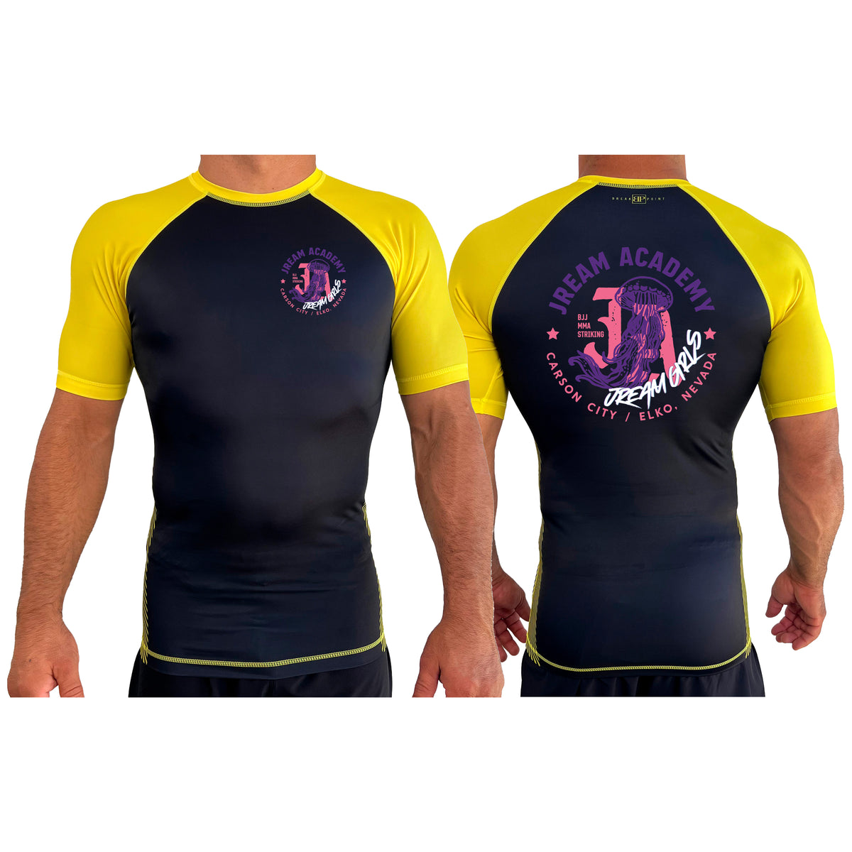 JREAM Academy All Black Ranked Short Sleeve Rash Guards #8216 C