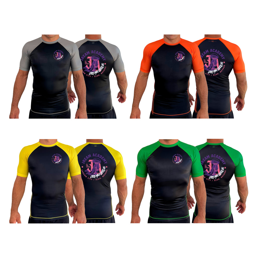 JREAM Academy All Black Ranked Short Sleeve Rash Guards #8216 C