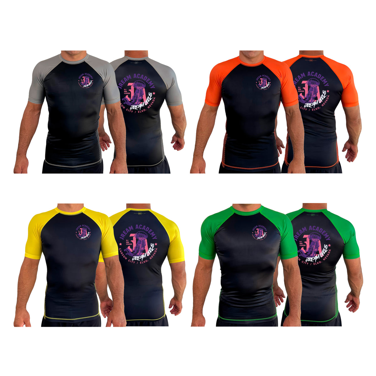 JREAM Academy All Black Ranked Short Sleeve Rash Guards #8216 C