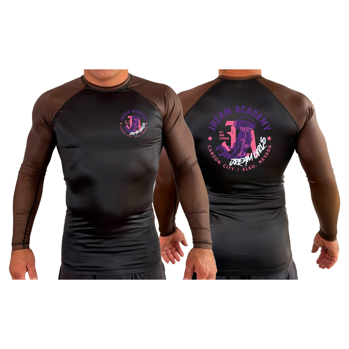 JREAM Academy All Black Ranked Long Sleeve Rash Guards #8216 C