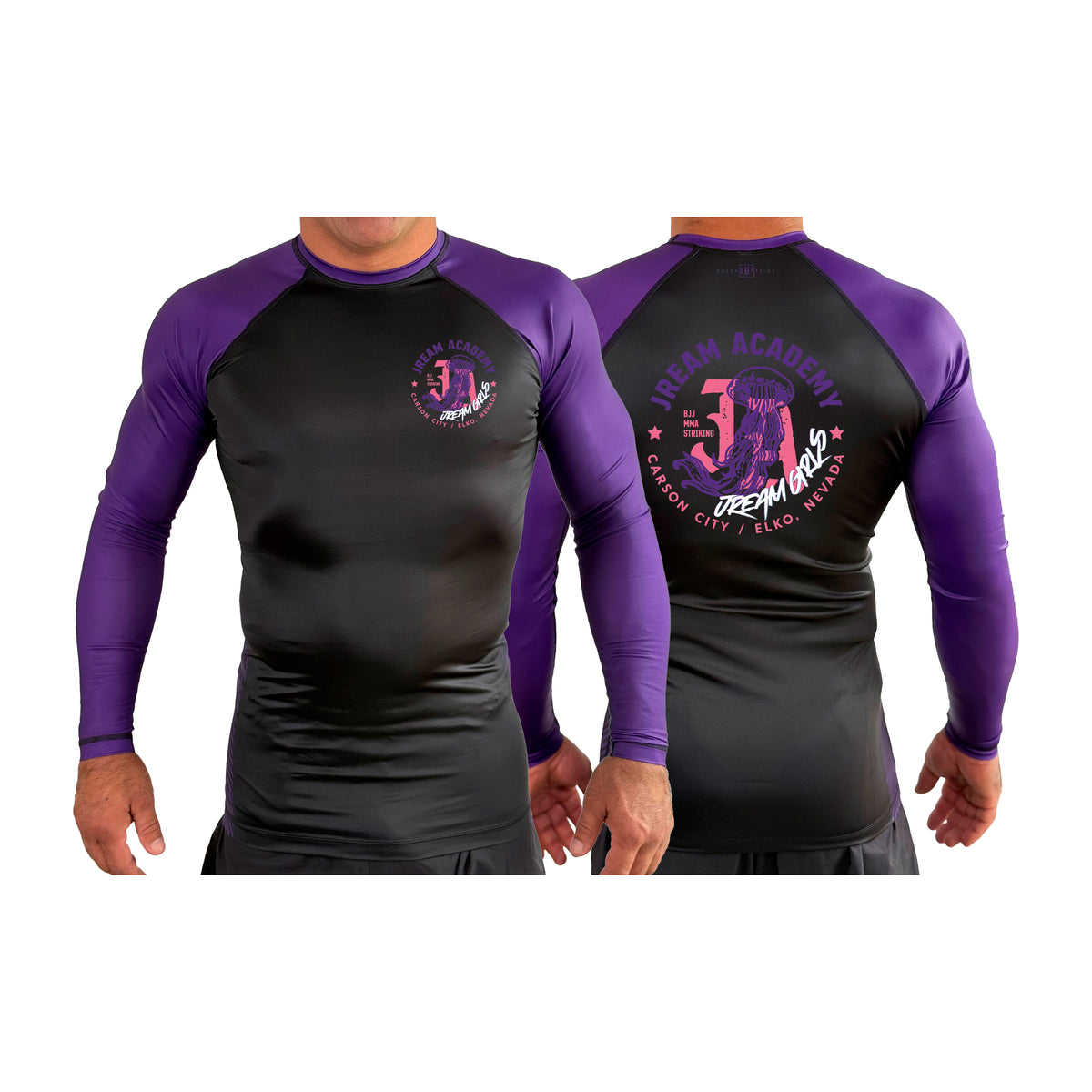 JREAM Academy All Black Ranked Long Sleeve Rash Guards #8216 C