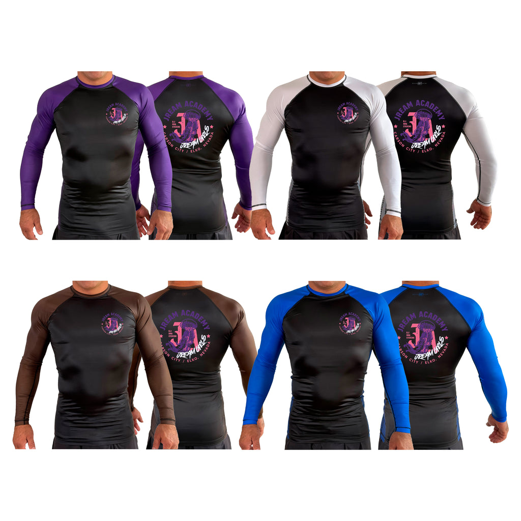 JREAM Academy All Black Ranked Long Sleeve Rash Guards #8216 C