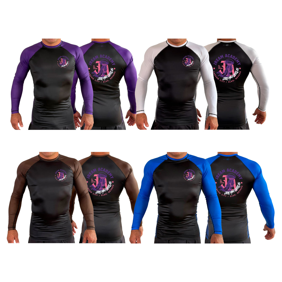 JREAM Academy All Black Ranked Long Sleeve Rash Guards #8216 C