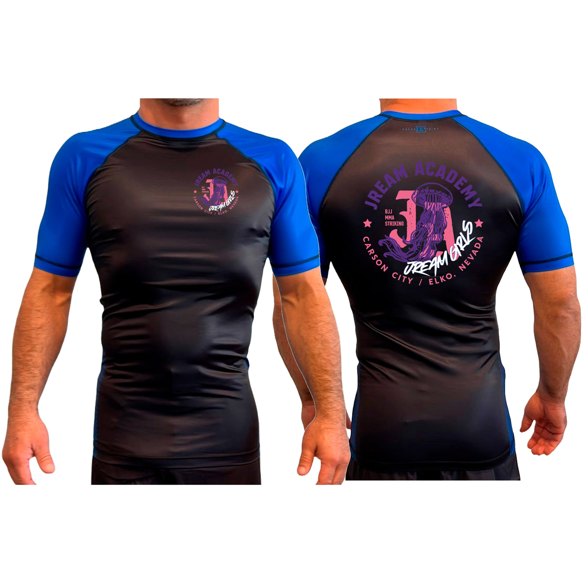 JREAM Academy All Black Ranked Short Sleeve Rash Guards #8216 C