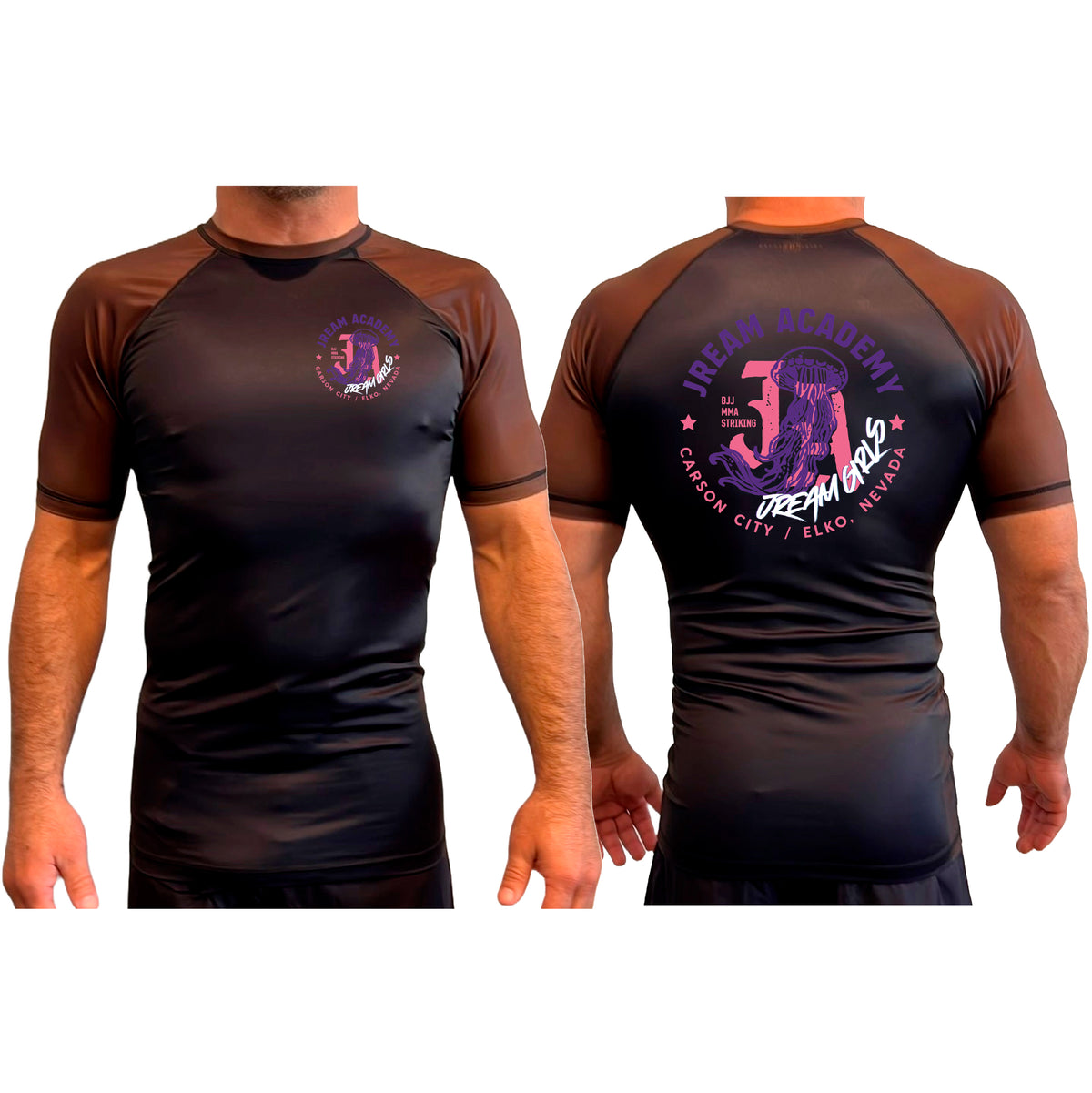 JREAM Academy All Black Ranked Short Sleeve Rash Guards #8216 C
