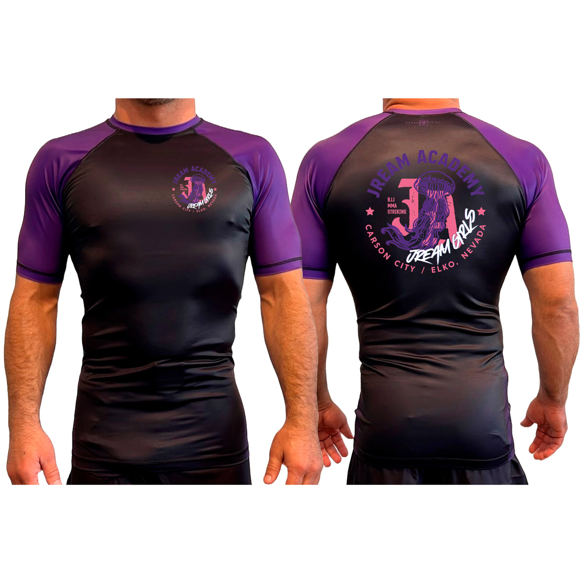JREAM Academy All Black Ranked Short Sleeve Rash Guards #8216 C