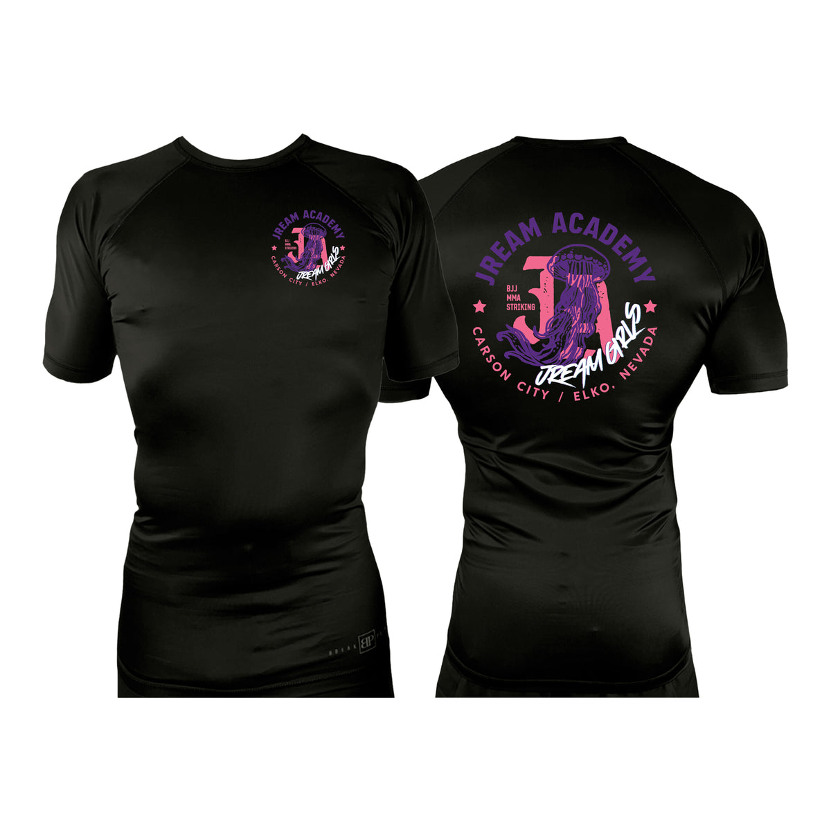 JREAM Academy All Black Rash Guards Short Sleeves #8216 C