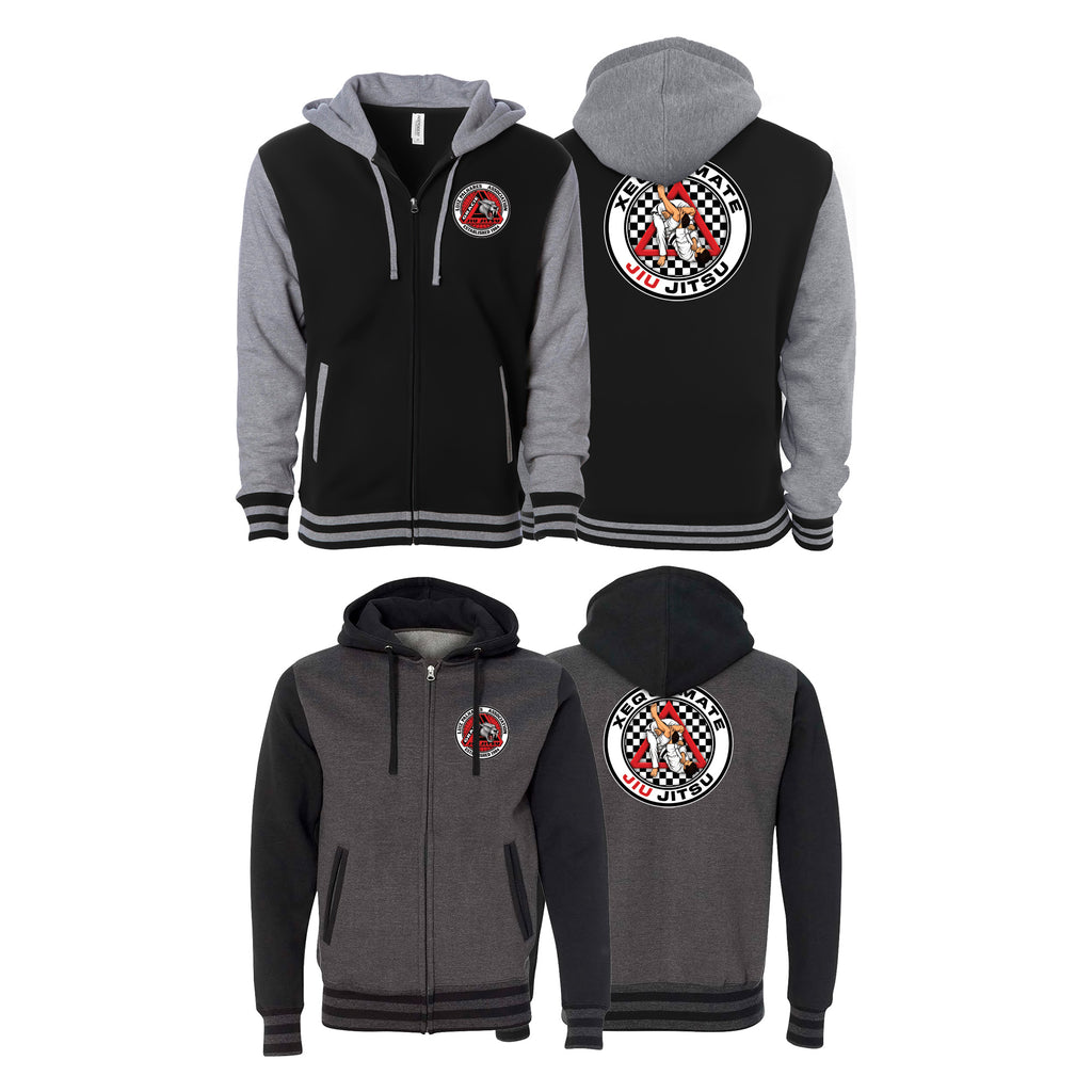 Xeque Mate Jiu Jitsu Varsity Zip-Up Hoodies #8236 F