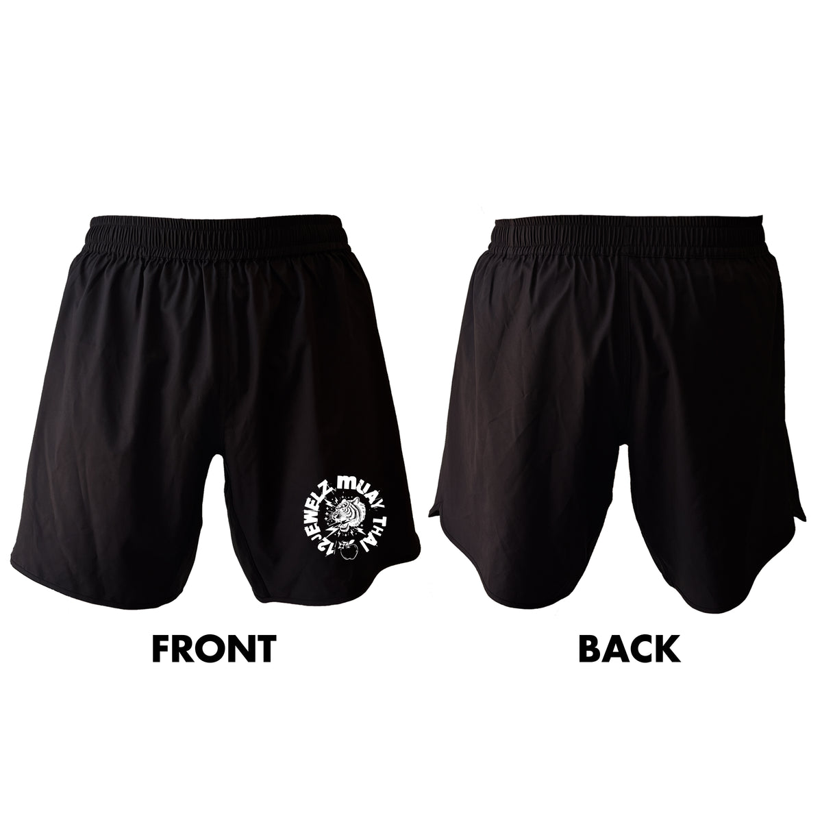 12 Jewelz Muay Thai All Black Shorts 2.0 #8225 A