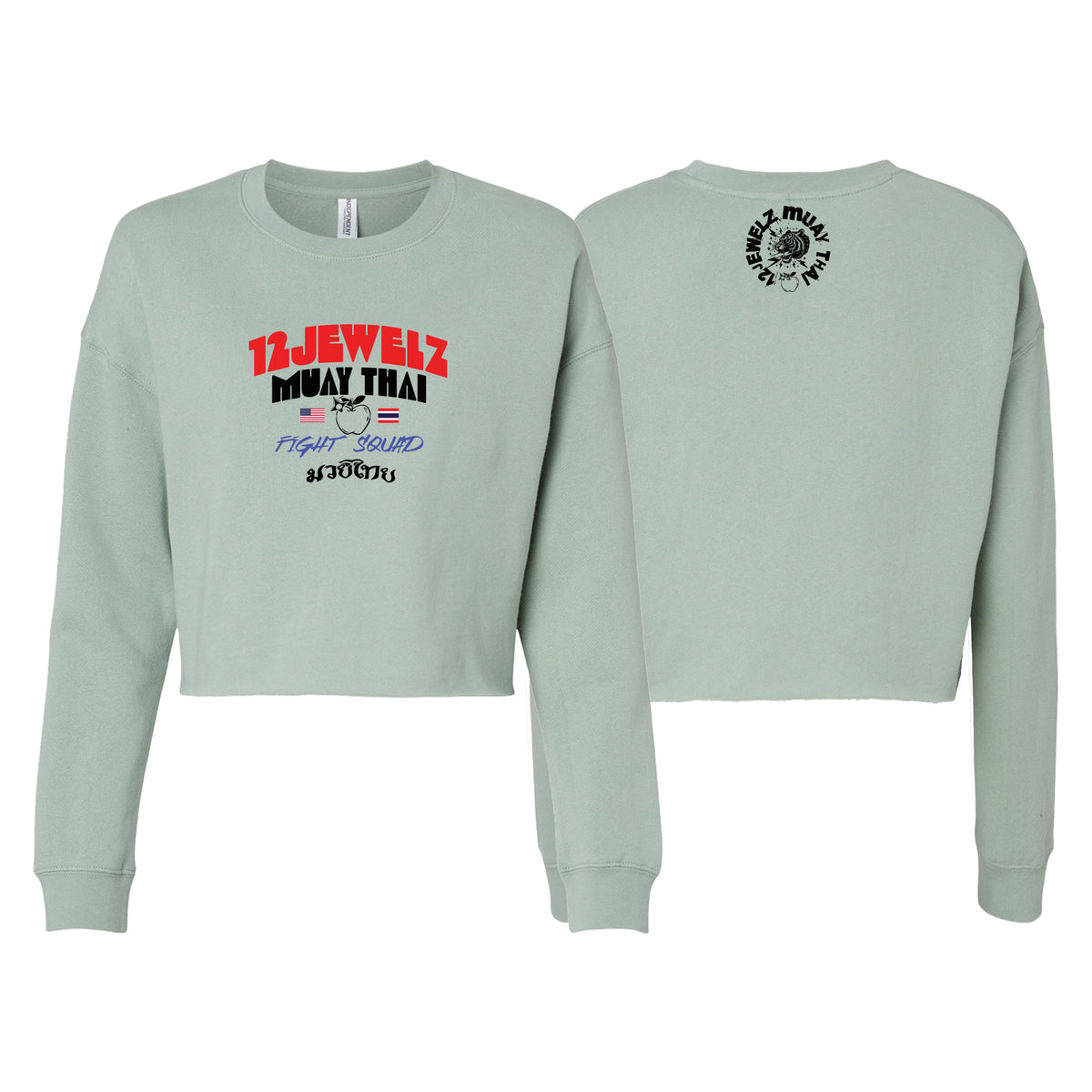 12 Jewelz Muay Thai Women's Cropped Crewneck Sweatshirt #8225 A