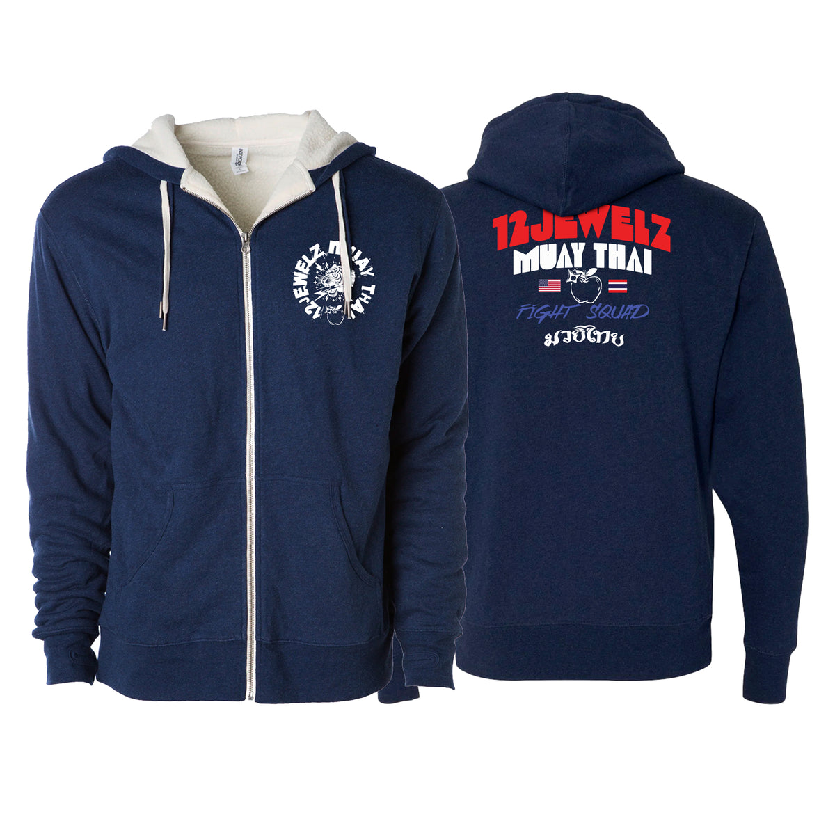 12 Jewelz Muay Thai Sherpa Lined Zip-Up Hoodie #8225 A
