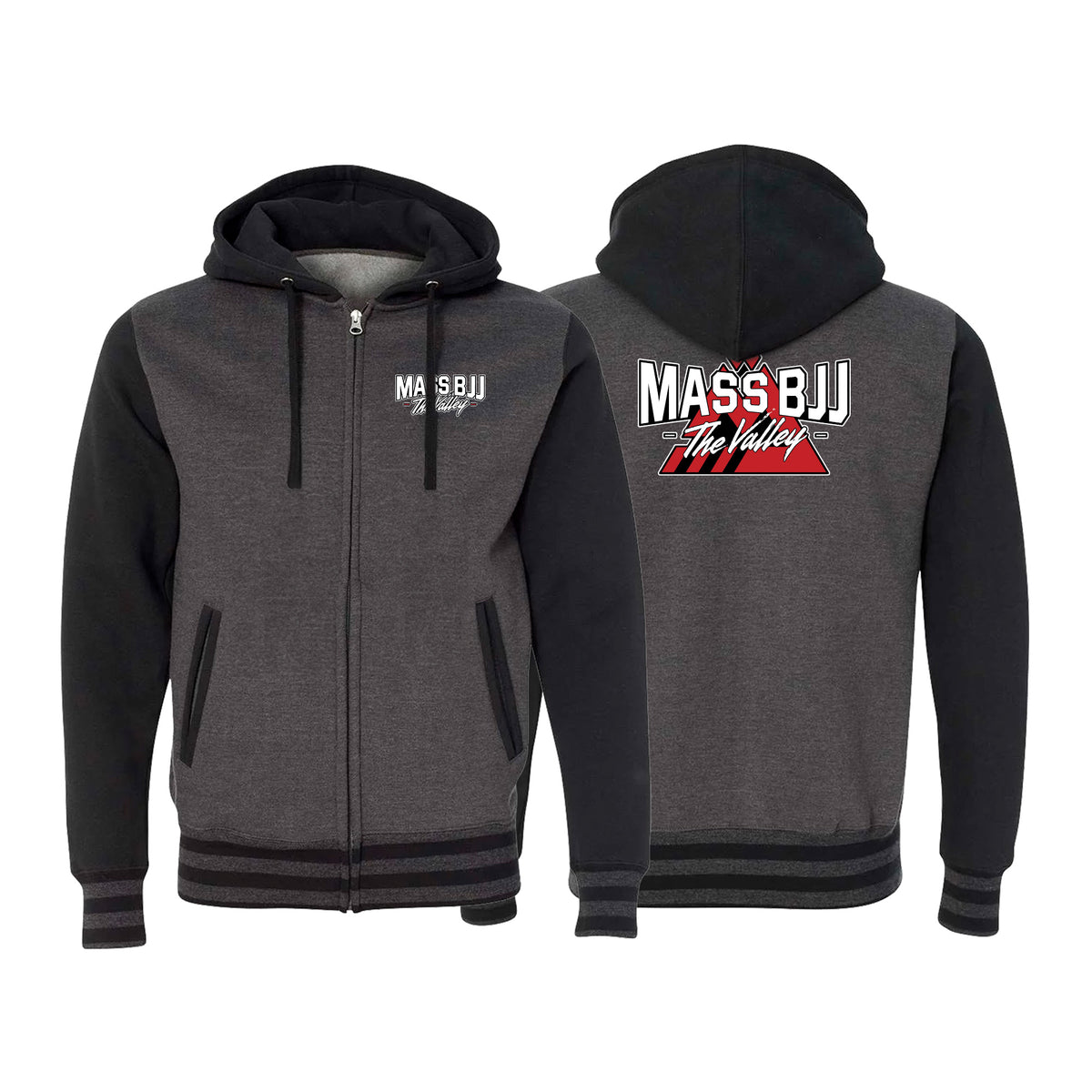 Mass BJJ The Valley Varsity Zip-Up Hoodies #8237 B