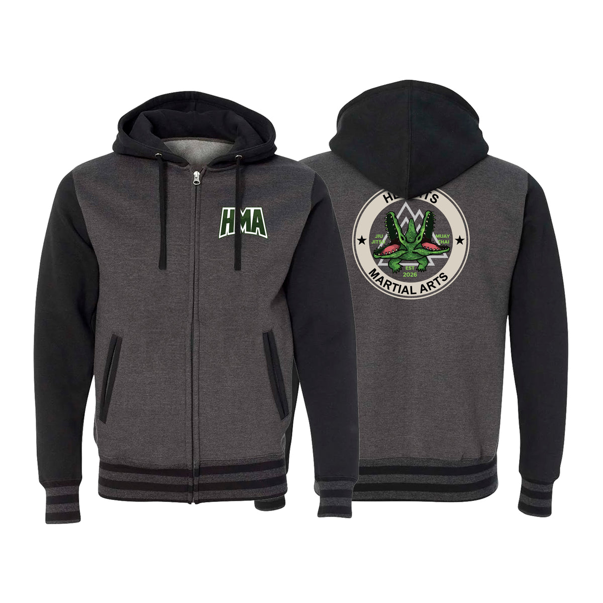 Heights Martial Arts Varsity Zip-Up Hoodies #8242 B