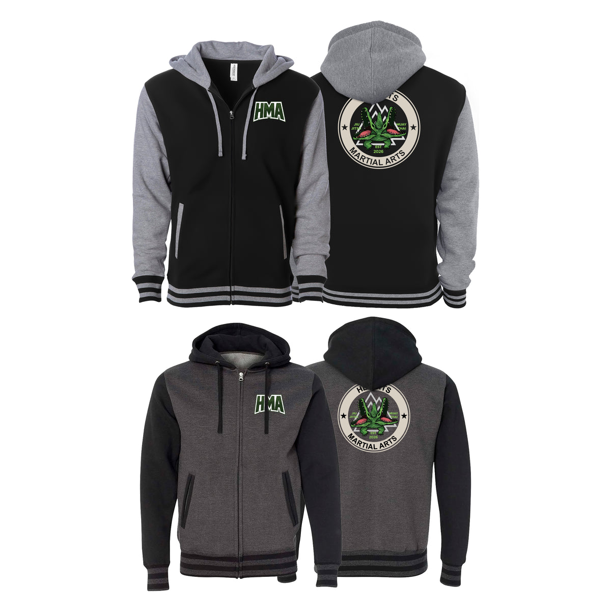 Heights Martial Arts Varsity Zip-Up Hoodies #8242 B