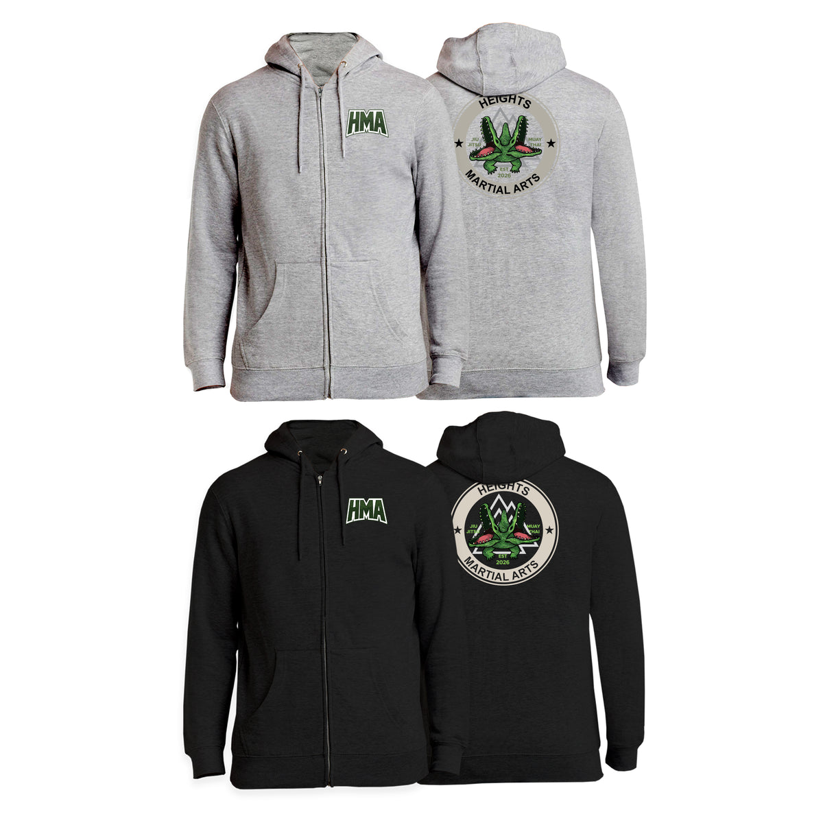 Heights Martial Arts Zip-Up Hoodies #8242 B