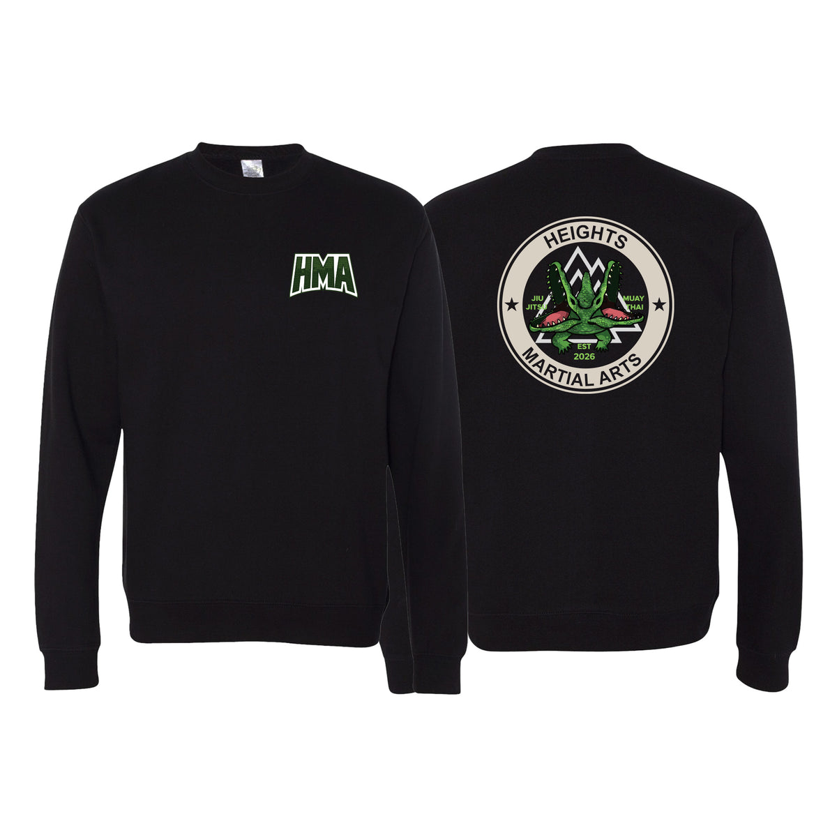 Heights Martial Arts Crewneck Sweatshirt #8242 C (Side front logo)