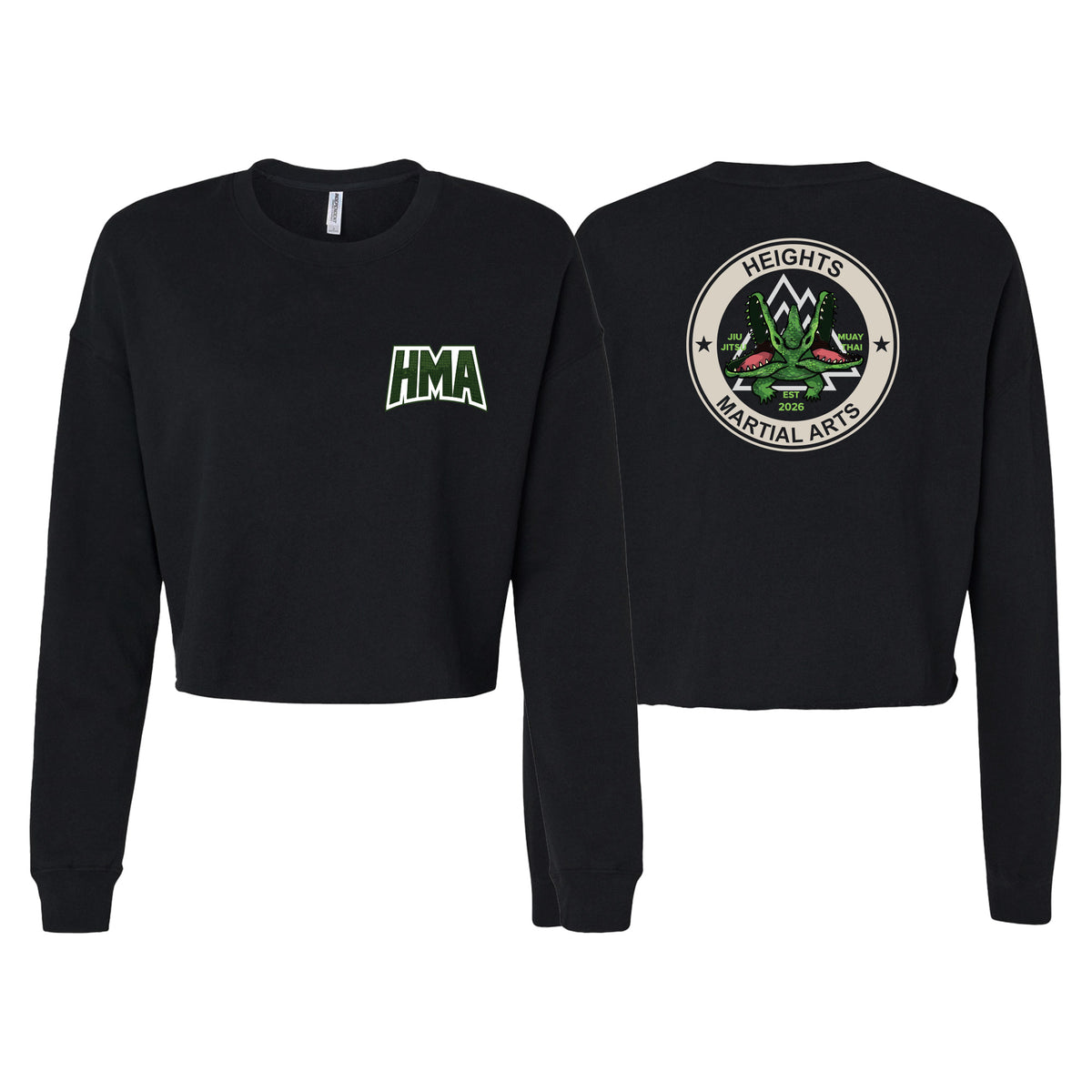 Heights Martial Arts Women's Cropped Crewneck Sweatshirt #8242 C (Side front logo)
