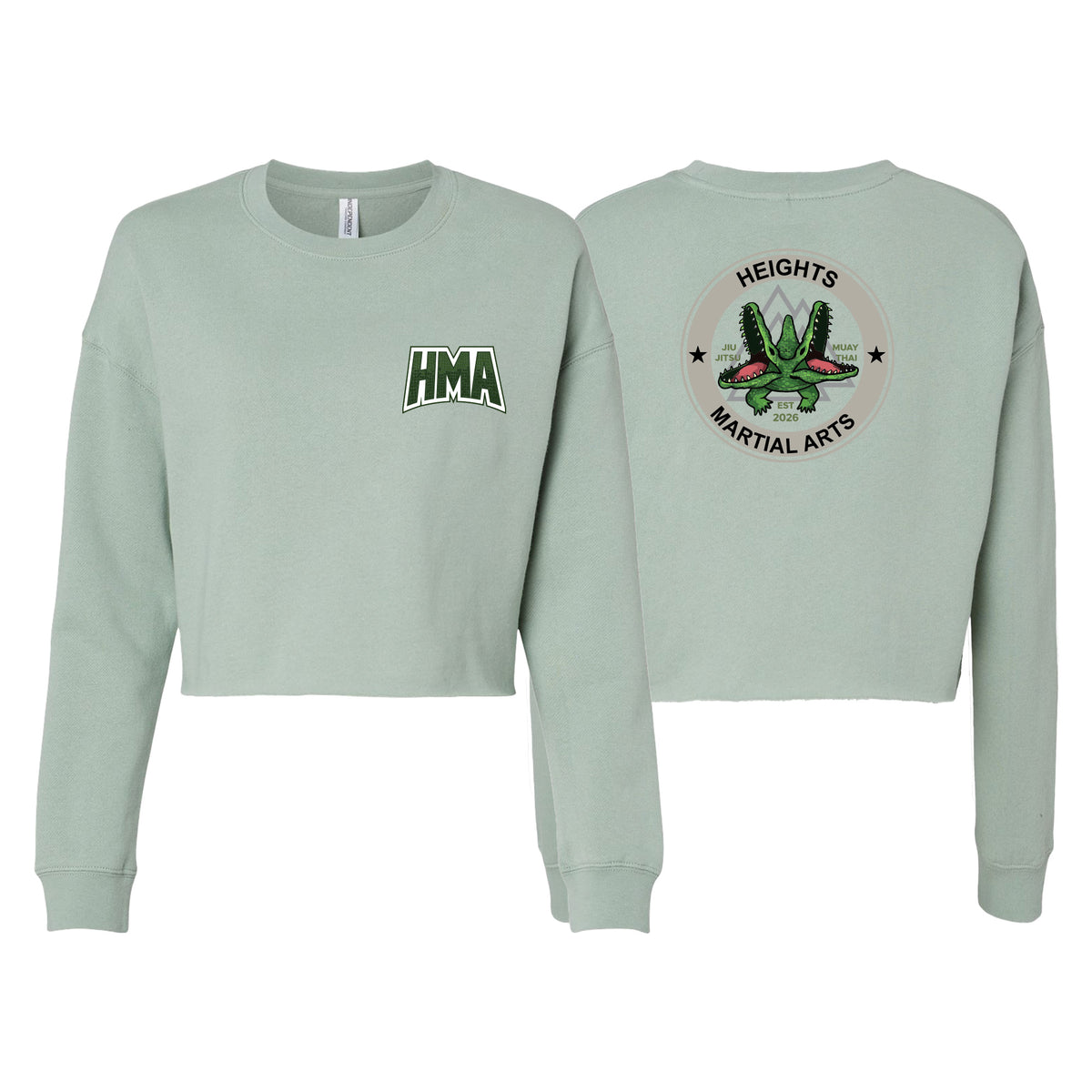 Heights Martial Arts Women's Cropped Crewneck Sweatshirt #8242 C (Side front logo)
