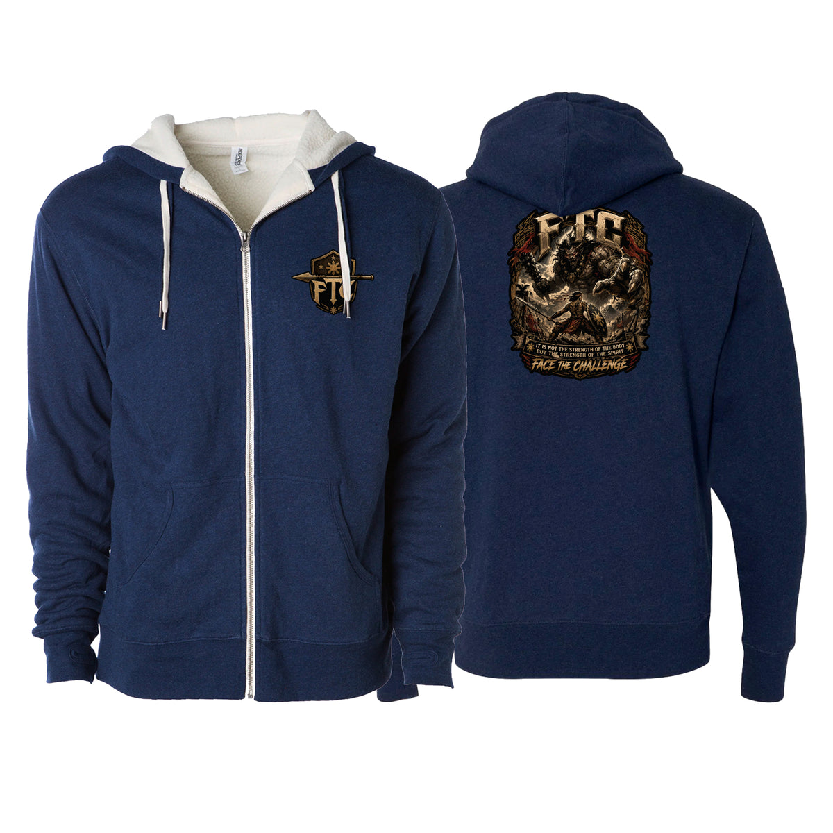 Face the Challenge Sherpa Lined Zip-Up Hoodie #8239 B
