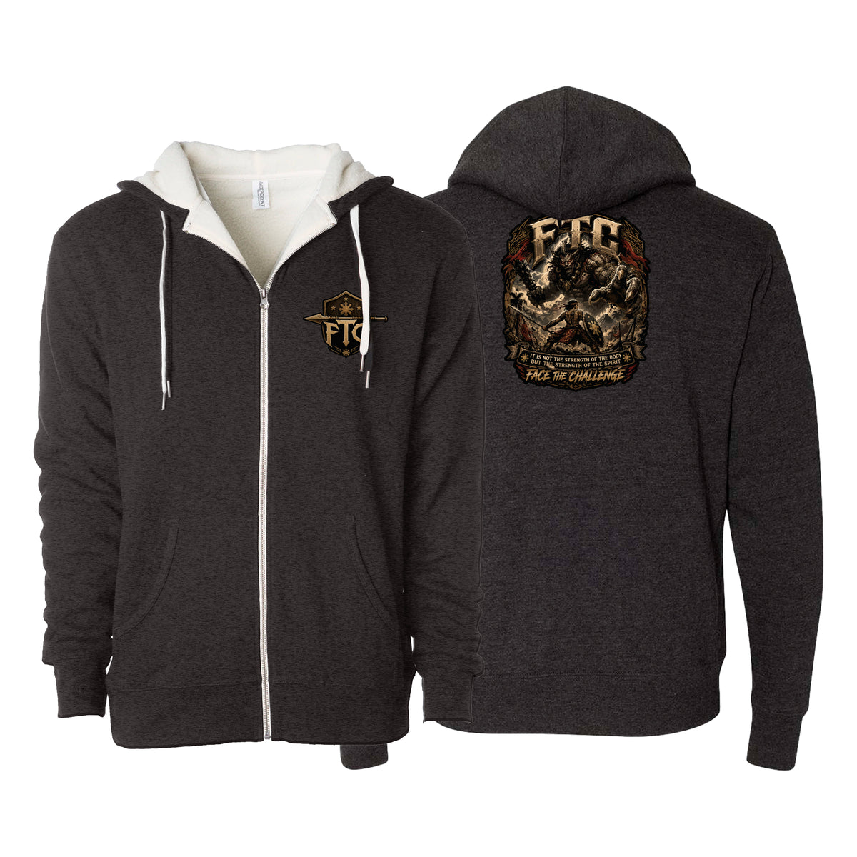 Face the Challenge Sherpa Lined Zip-Up Hoodie #8239 B