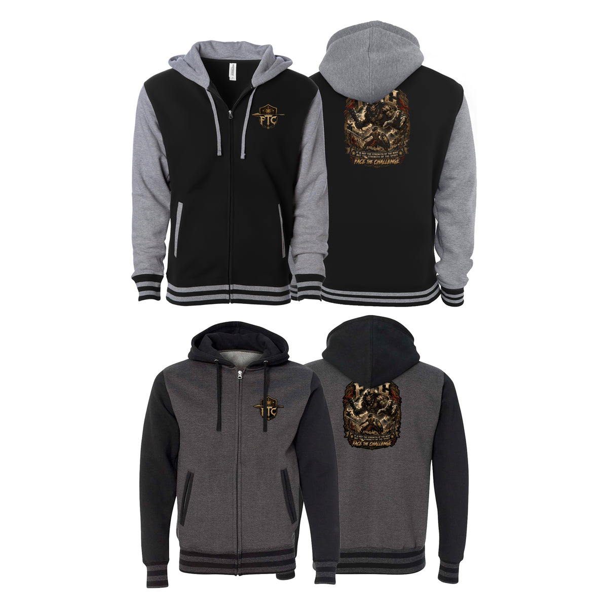 Face the Challenge Varsity Zip-Up Hoodies #8239 B