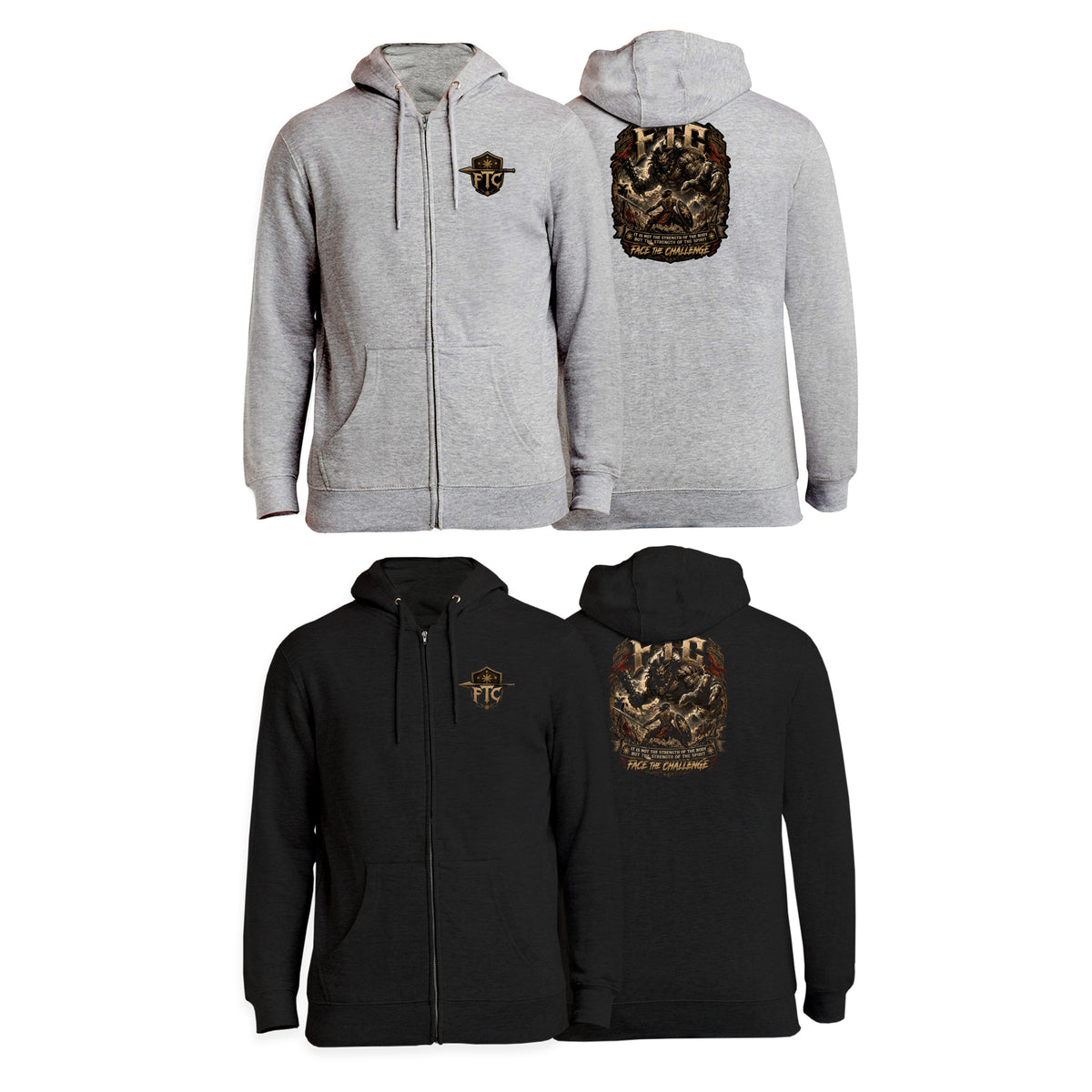 Face the Challenge Zip-Up Hoodies #8239 B