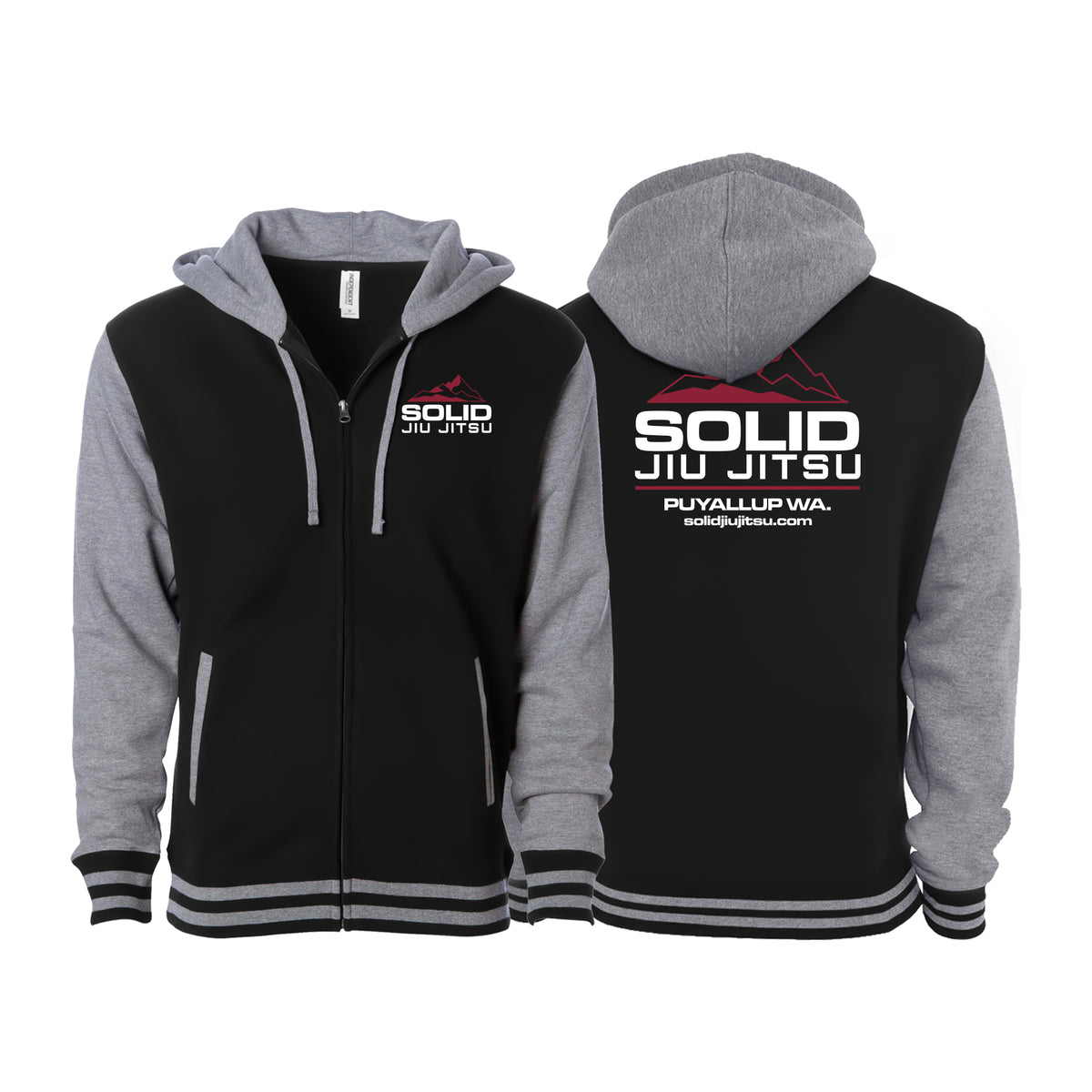 Solid Jiu Jitsu Varsity Zip-Up Hoodies #8271 B