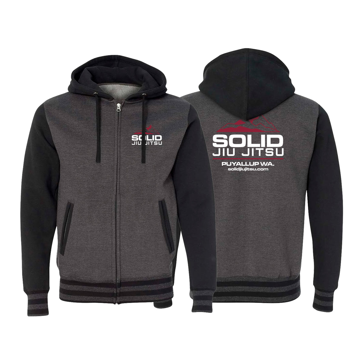 Solid Jiu Jitsu Varsity Zip-Up Hoodies #8271 B