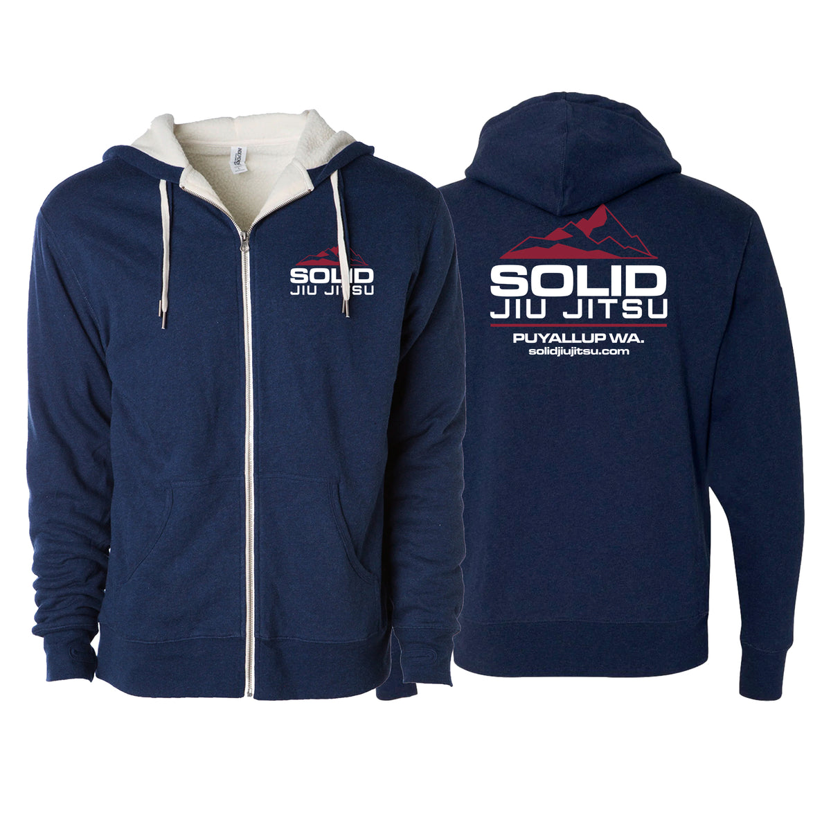 Solid Jiu Jitsu Sherpa Lined Zip-Up Hoodie #8271 B
