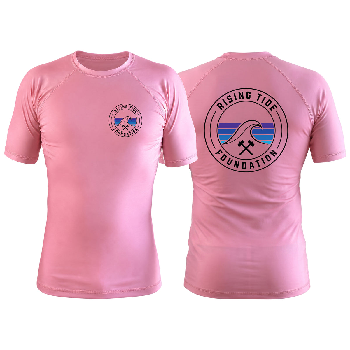 Rising Tide Foundation Pink Custom Rash Guards Short Sleeve #8277 A