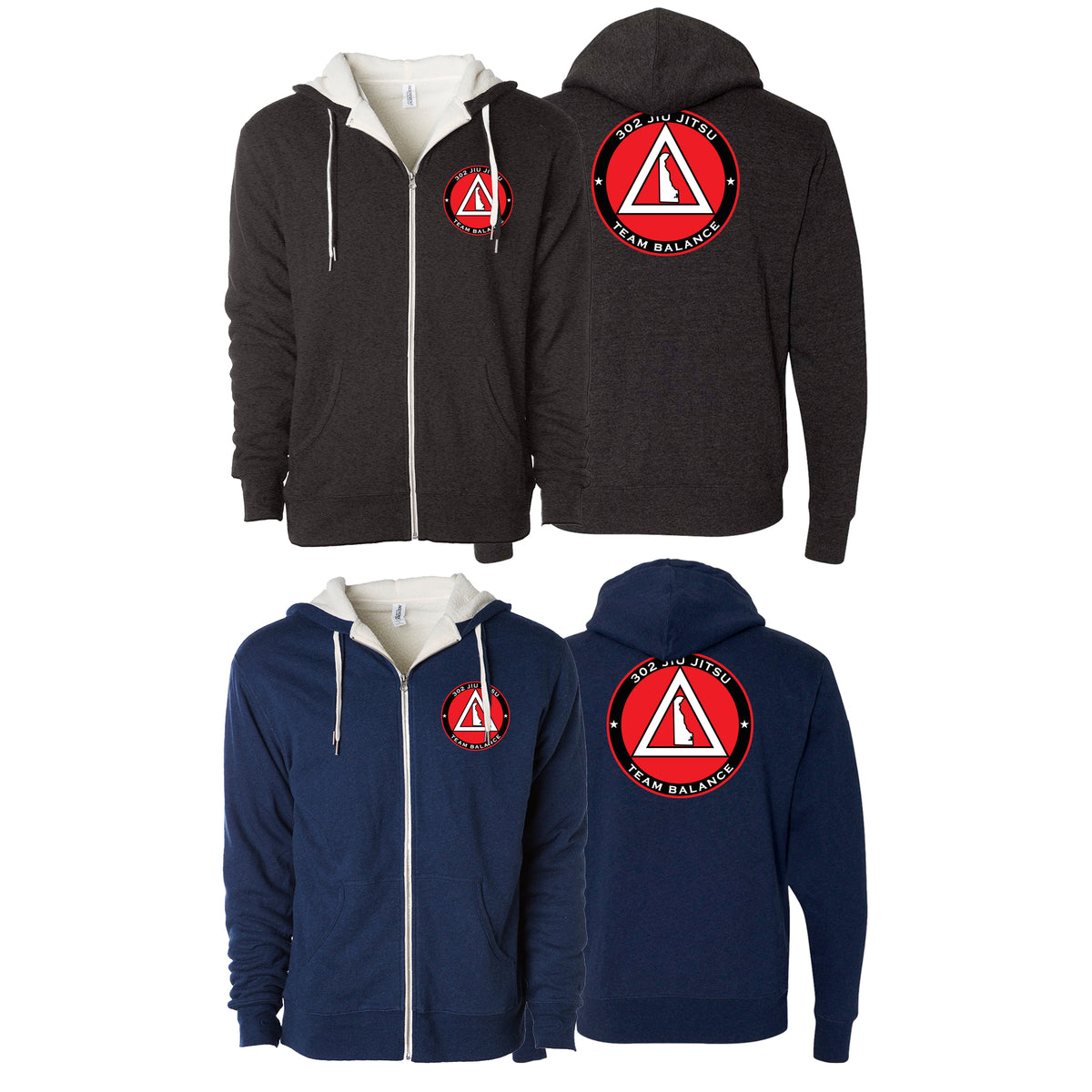 302 Jiu-Jitsu Sherpa Lined Zip-Up Hoodie #8074 B (BALANCE)