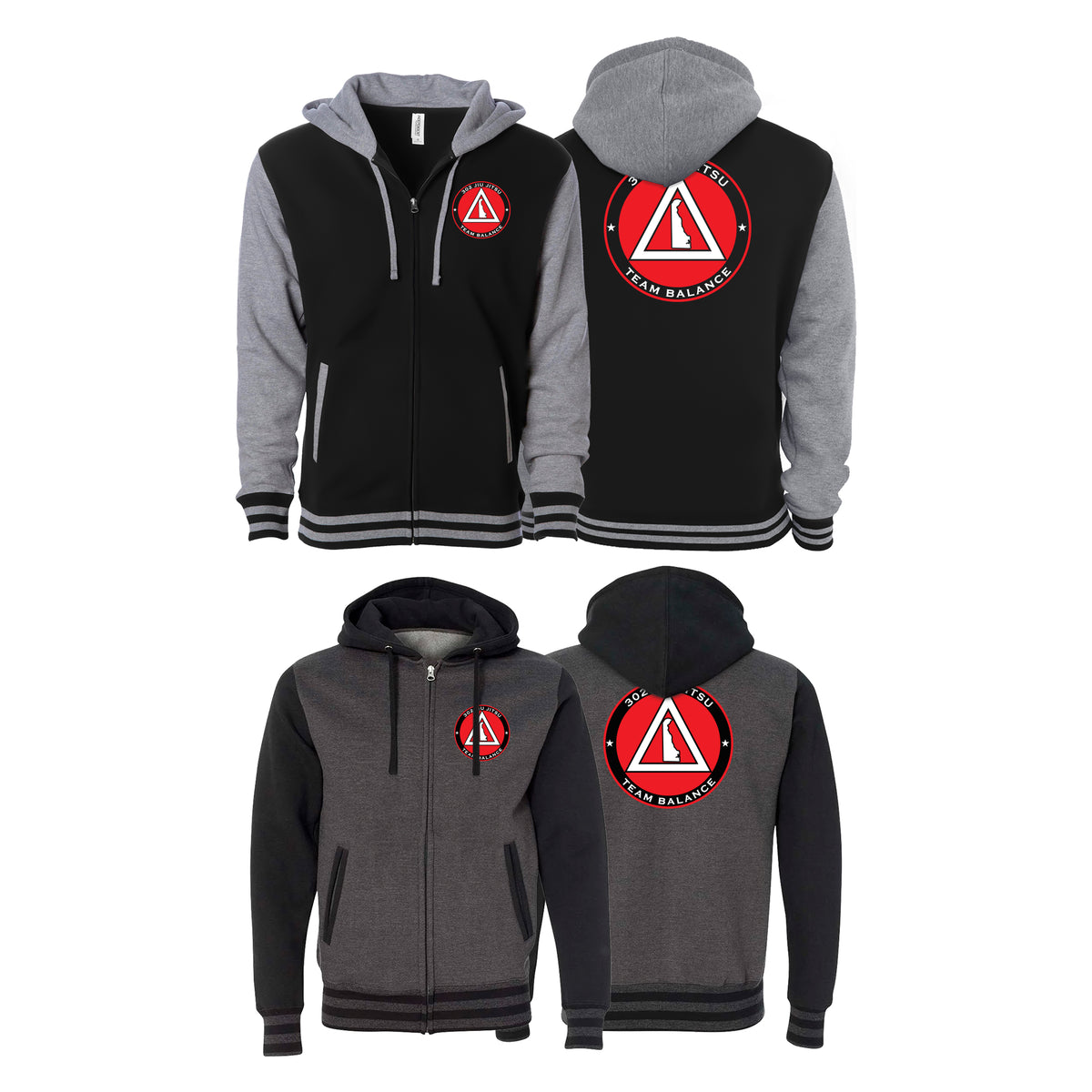 302 Jiu-Jitsu Varsity Zip-Up Hoodies #8074 B (BALANCE)