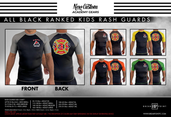 NEXT GEN All Black Ranked Short Sleeve Rash Guards #794 B - Break Point FC