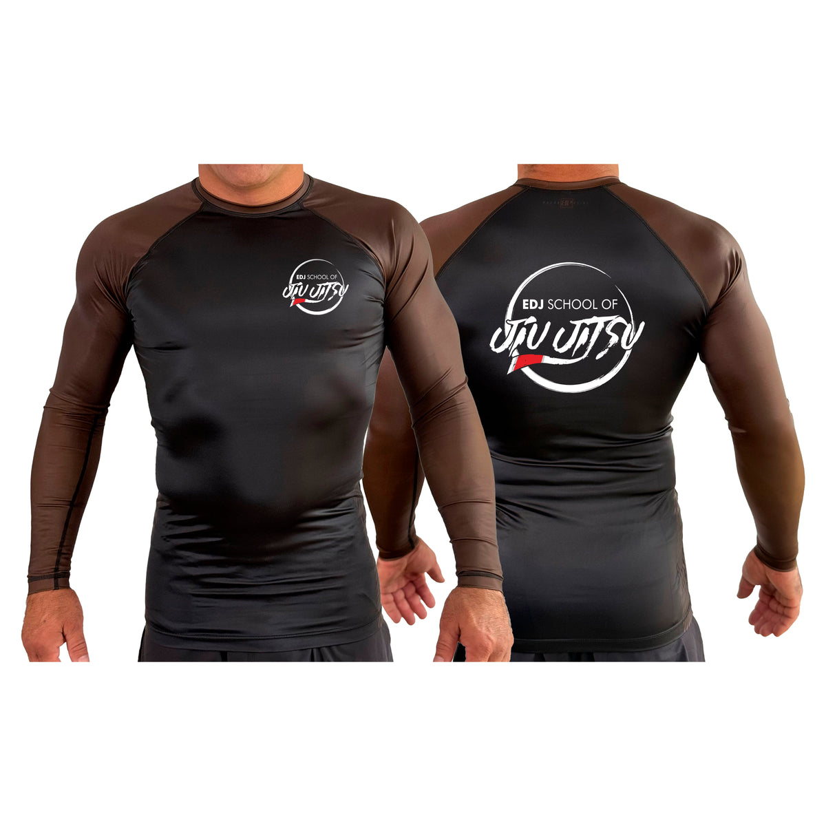 EDJ Team All Black Ranked Long Sleeve Rash Guards #8001 F