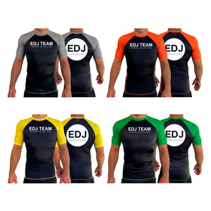 EDJ Team All Black Ranked Short Sleeve Rash Guards  #8001