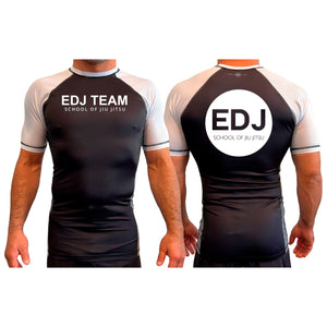 EDJ Team All Black Ranked Short Sleeve Rash Guards  #8001