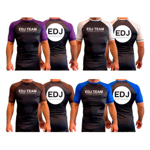EDJ Team All Black Ranked Short Sleeve Rash Guards #8001
