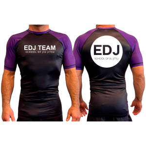 EDJ Team All Black Ranked Short Sleeve Rash Guards #8001